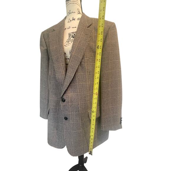 VTG 90’s EDUARD PELGER HOUNDSTOOTH BLAZER VIRGIN WOOL SZ XL LEATHER BUTTONSONS - Picture 6 of 16